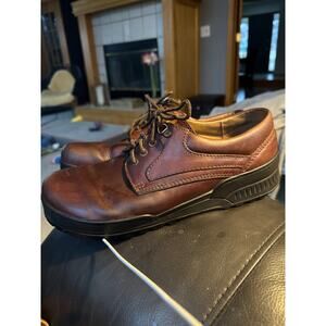 Birkenstock men’s brown leather rubber sole loafer shoes 46 13-13.5